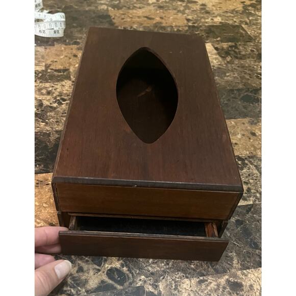 Vintage Wood Tissue Box Holder - Picture 1 of 10